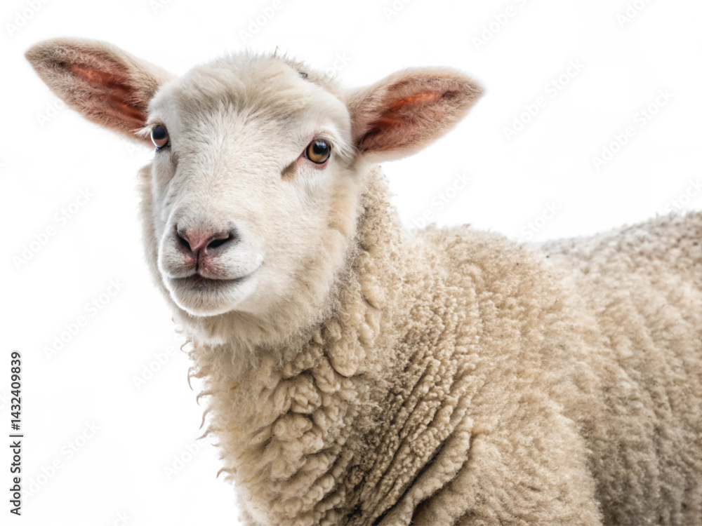 Young Lamb Isolated on White Background – High-Resolution Farm Animal Image Young Lamb Isolated on White Background – High-Resolution Farm Animal Image