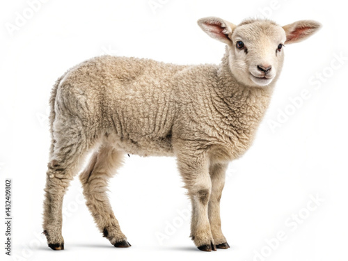 Young Lamb Isolated on White Background – High-Resolution Farm Animal Image