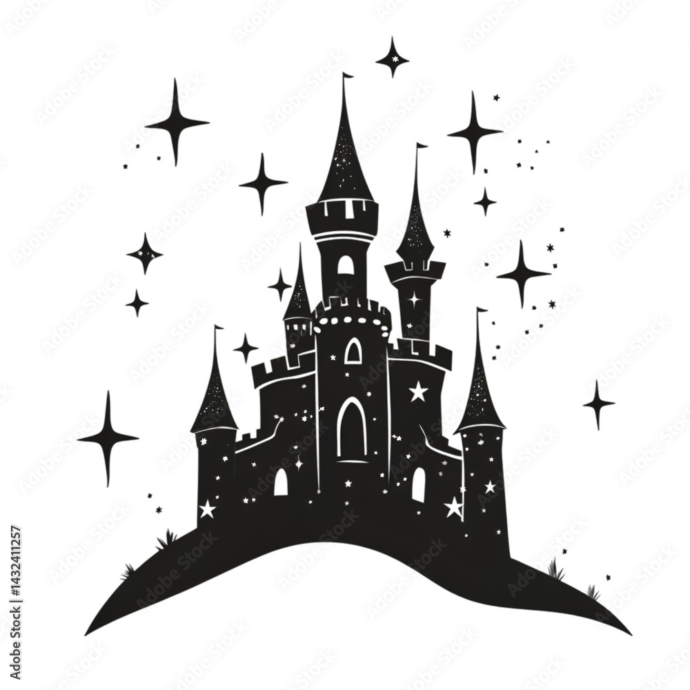 Obraz premium Creating a fairytale castle sticker fantasy realm digital art enchanted environment artistic perspective aesthetic design