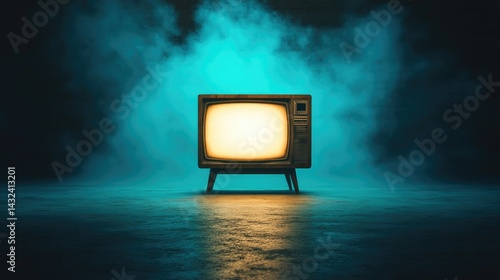 Vintage TV with Static in an Abandoned Room