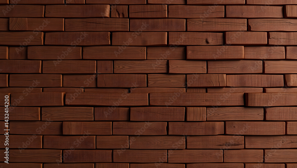 Obraz premium Dark Brown Rustic Wooden Wall Texture Panoramic Brick Background