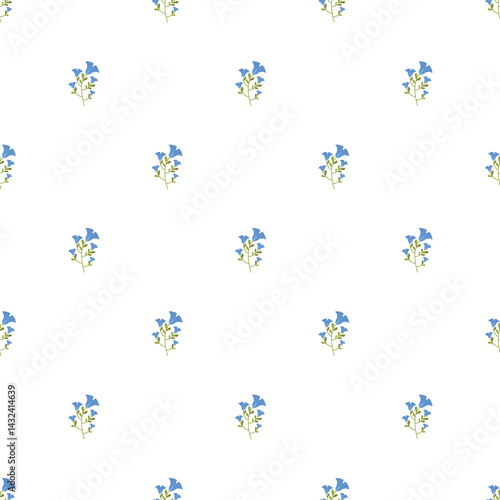Wallpaper Mural Seamless Blue Flower Pattern on White Background for Textiles and Design Torontodigital.ca
