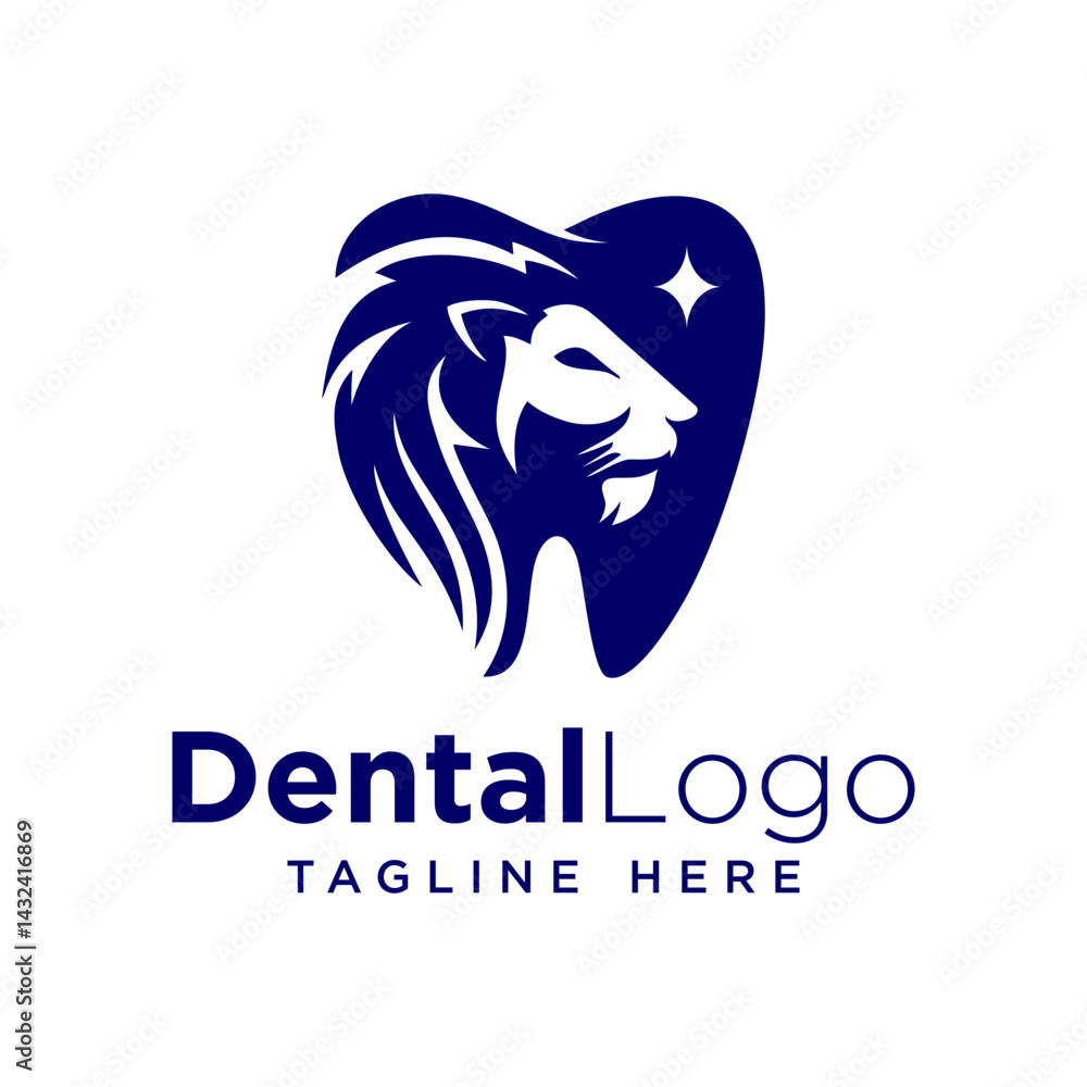 Fototapeta premium Lion Dental Care logo, illustration logo mascot design