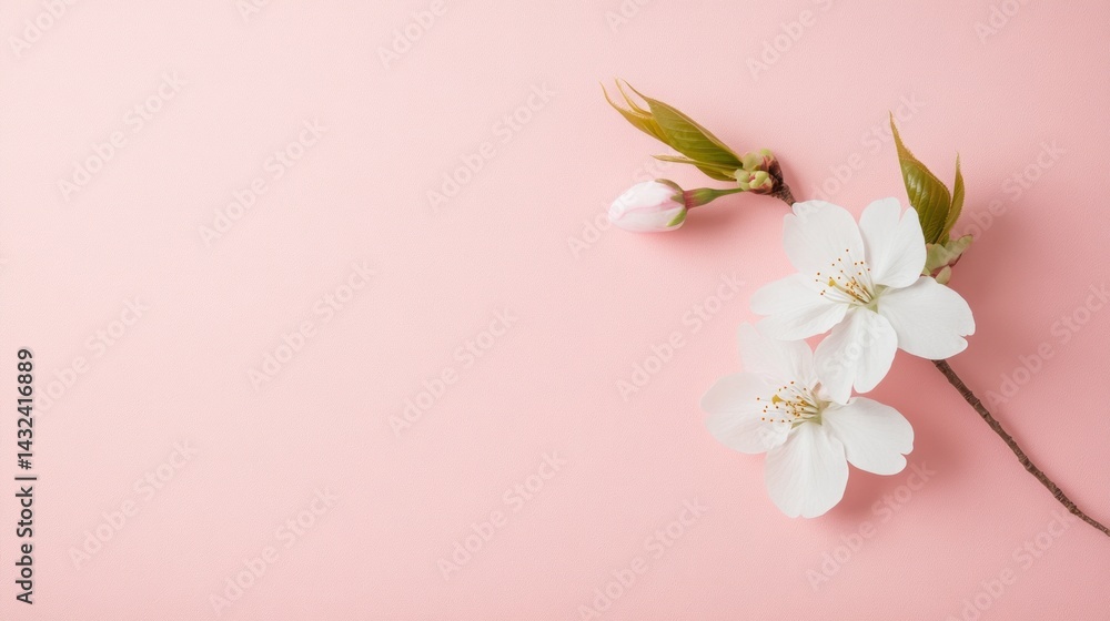 Delicate spring blossoms on a pastel pink backdrop.