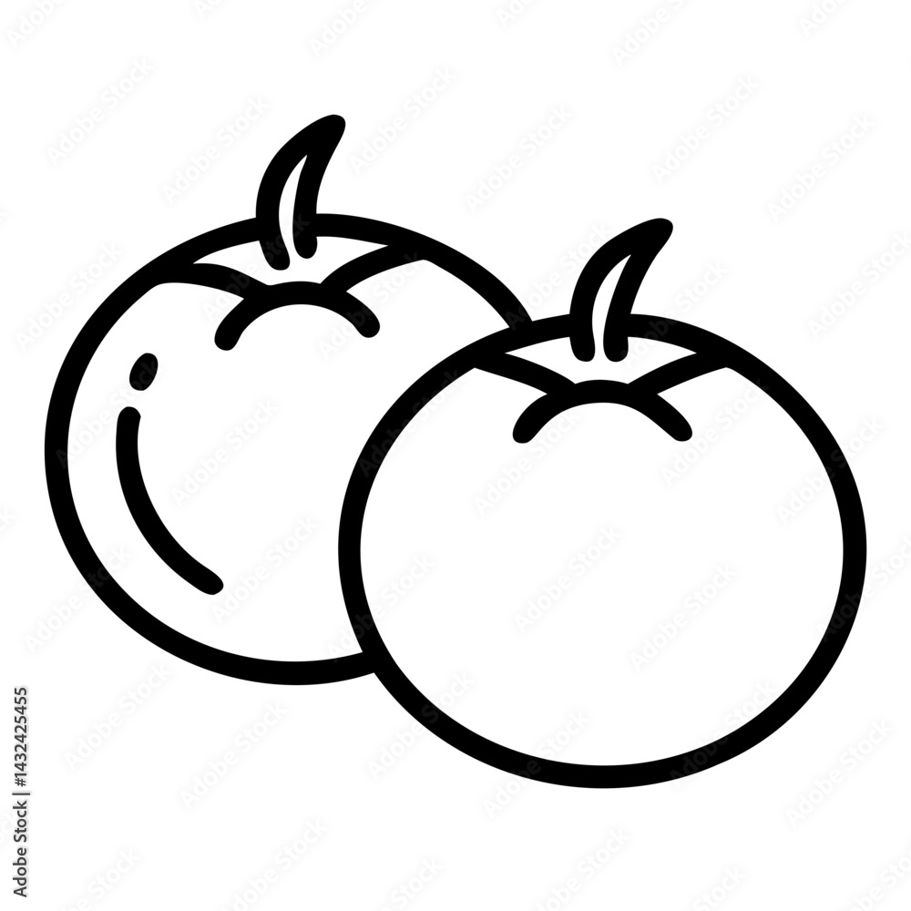 Simple Line Art of Two Tomatoes