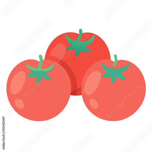 Flat Vector Illustration of Fresh Tomatoes