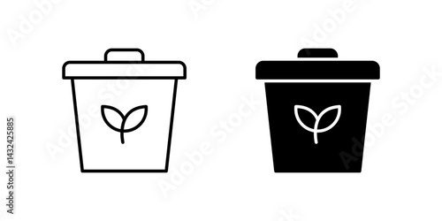 Organic Waste Bin Line and Glyph Icon Set