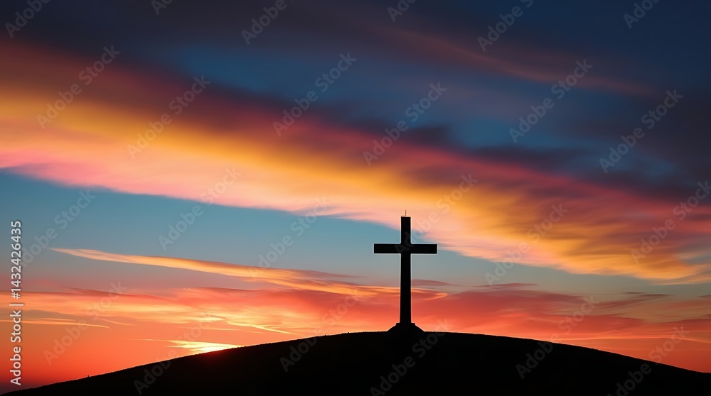 Peaceful image of a cross at sunset with colorful clouds, representing belief, resurrection, worship, and divine beauty, perfect for church graphics and spiritual inspiration
Peaceful image of a cross at sunset with colorful clouds, representing belief, resurrection, worship, and divine beauty, perfect for church graphics and spiritual inspiration