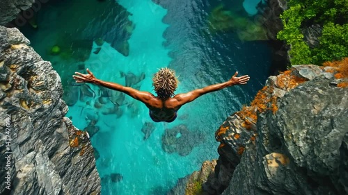 Breathtaking Cliff Diving into Turquoise Waters