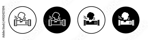 Corrosion rusty through valve tube steam gas leak pipeline Simple vector icons illustrations for graphic design.