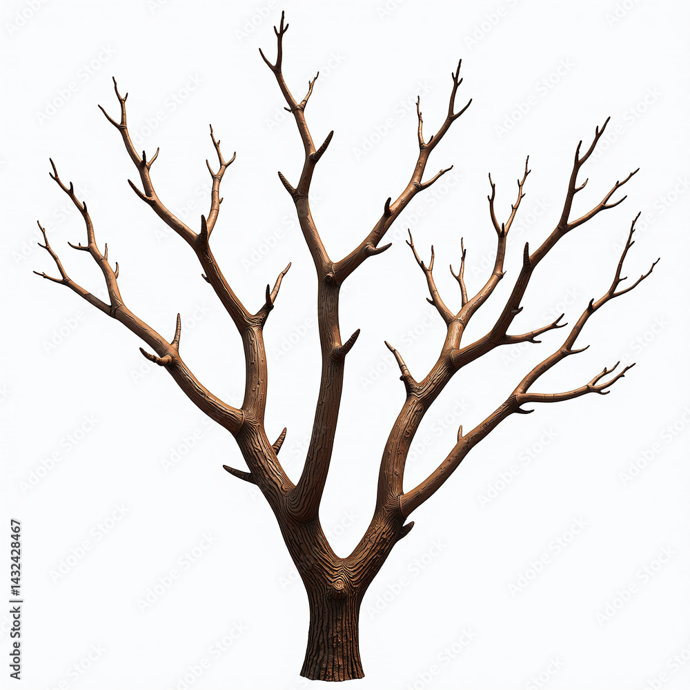 Fototapeta premium Dry twigs cluster, dead broken branches, natural tree textures, transparent background PNG