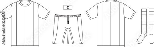 T-shirt jersey mockup outline apparel isolated sport background clothing template tee kit flat captain apparel soccer