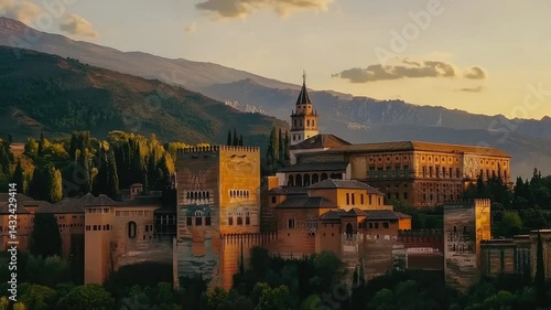 Alhambra Palace Sunset with Spain.