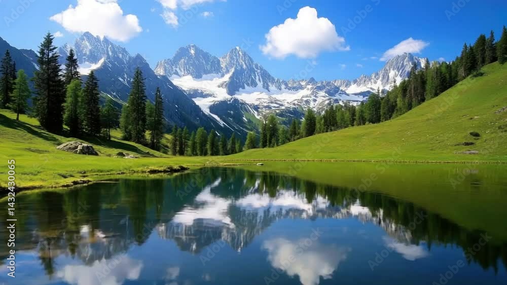 Alpine lake with mountain reflection. Alpine lake with mountain reflection.