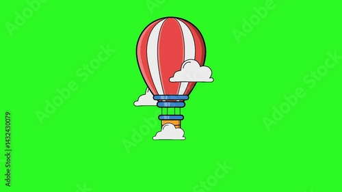 Simple motion graphic of hot air ballon with clouds