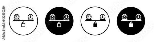 Time and money scale Simple vector icons illustrations for graphic design.