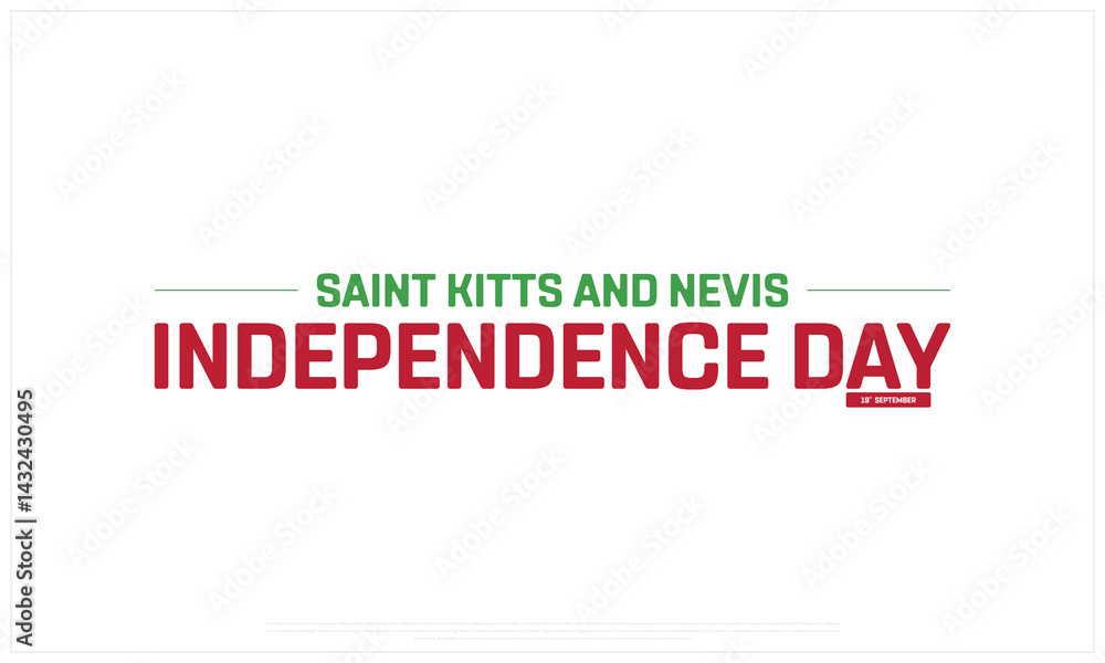 Saint Kitts and Nevis Independence Day on a white background, Vector design of Independence Day of Saint Kitts and Nevis, Typographic Design of Saint Kitts and Nevis National Day Saint Kitts and Nevis Independence Day on a white background, Vector design of Independence Day of Saint Kitts and Nevis, Typographic Design of Saint Kitts and Nevis National Day