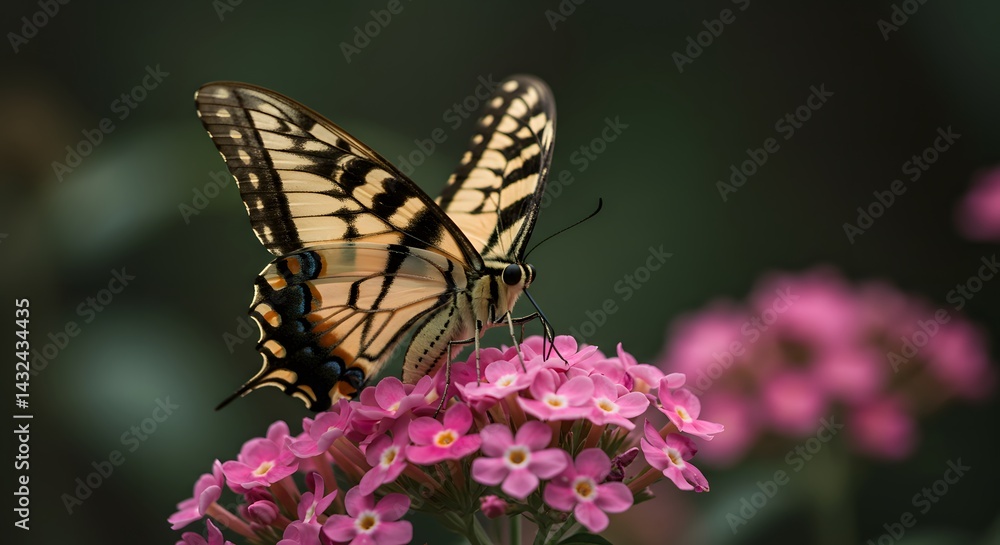 Butterfly on Pink Flowers Butterfly on Pink Flowers