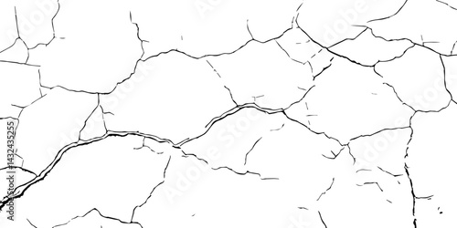 High-Resolution Vector Texture of Dry Cracked Earth with Transparent Background – Grunge Distressed Overlay Featuring Natural Split Lines and Soil Fractures
