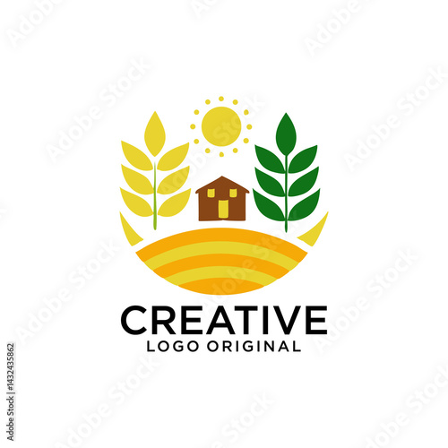 Grass cereal crops, agricultural plant vector illustration.