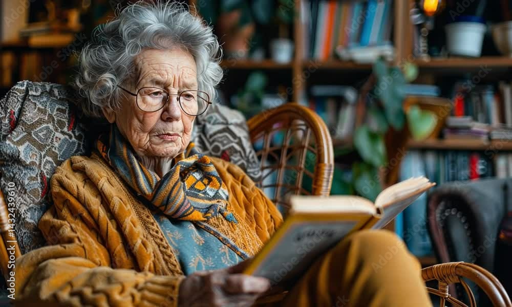 Senior woman reading book at home Senior woman reading book at home