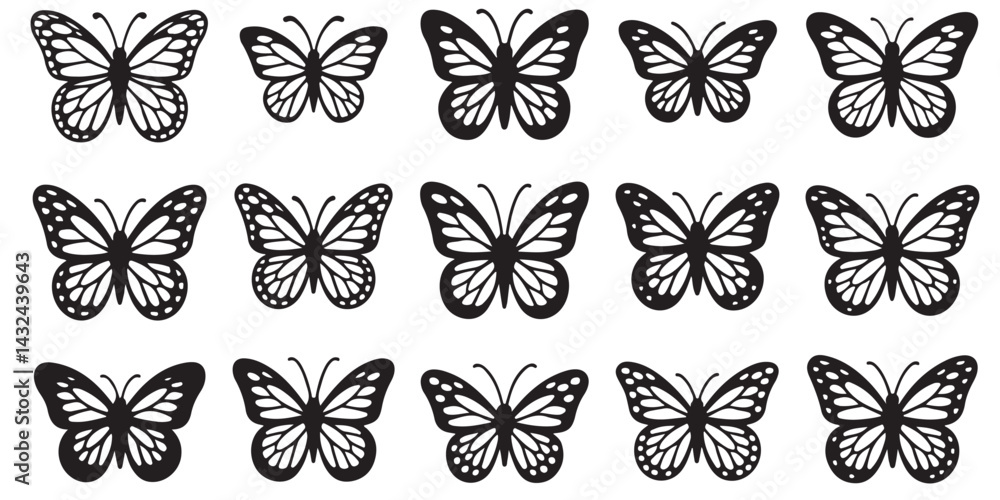 Obraz premium set of vector icon various butterfly silhouette 