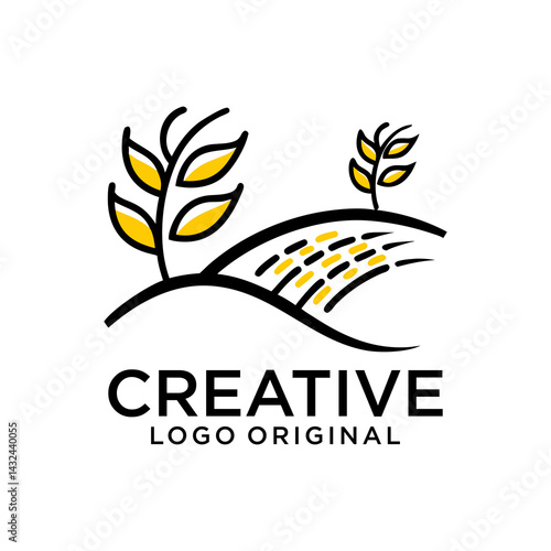 plants in rice fields vector