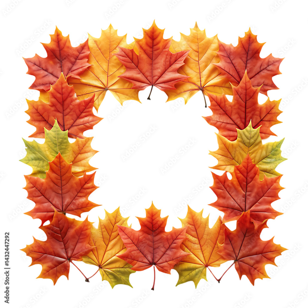 Fototapeta premium Autumn Maple Leaf Frame Border Background - Fall Foliage Design