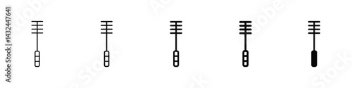 Set of 5 pixel perfect Bottle sweeper cleaning brush icon with 1 unexpanded, 1 silhouette, bottle sweeper brush icon representing cleaning tools for bottles and narrow containers