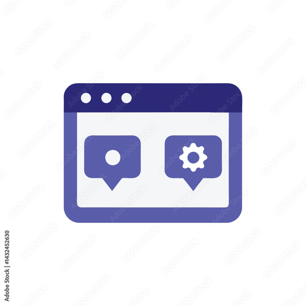 Website Browser Interface with Settings and Notifications Website Browser Interface with Settings and Notifications
