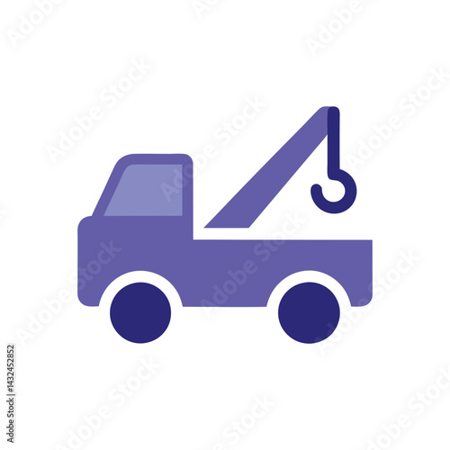 Tow Truck Icon Flat Design, Purple, Transportation