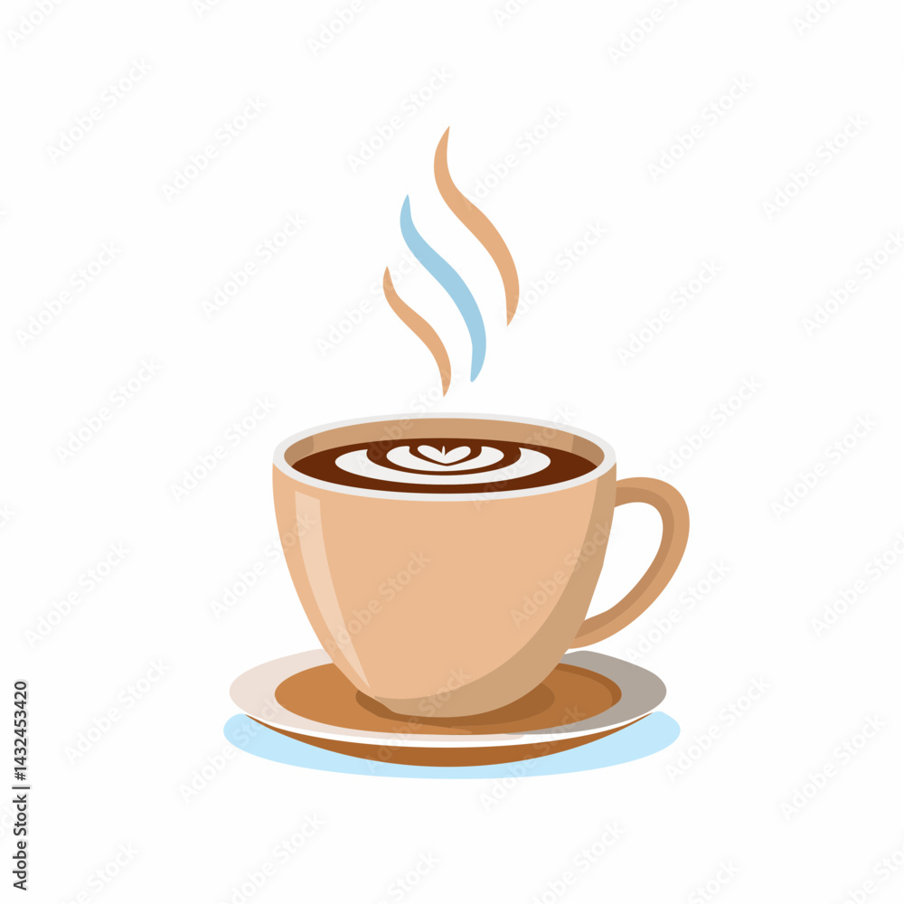 Obraz premium Set of vector illustration of a coffee cup with steam rising isolating .