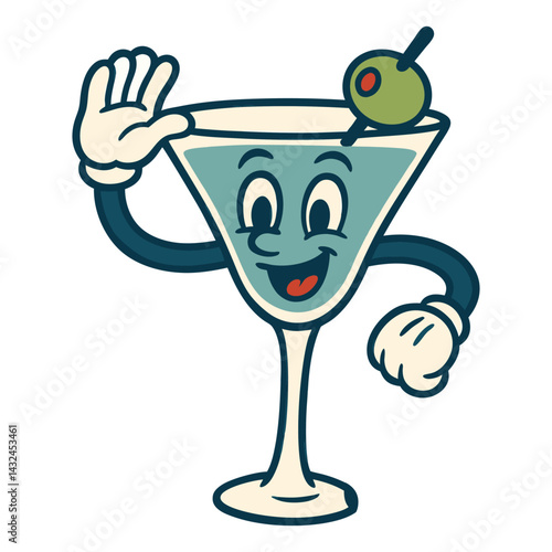 martini glass funny cartoon mascot character