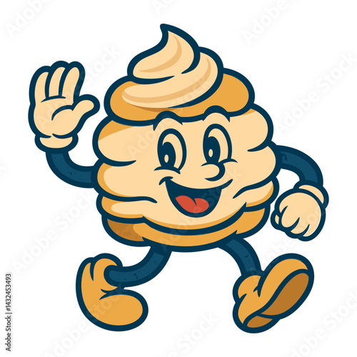 cream puff funny cartoon mascot character