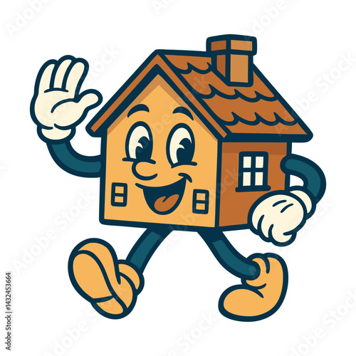 house building funny cartoon mascot character