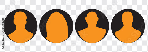 User profile icon vector. Avatar or person icon. Profile picture, portrait symbol. Neutral gender silhouette. Circle button with avatar photo. Blank profile silhouette. Vector