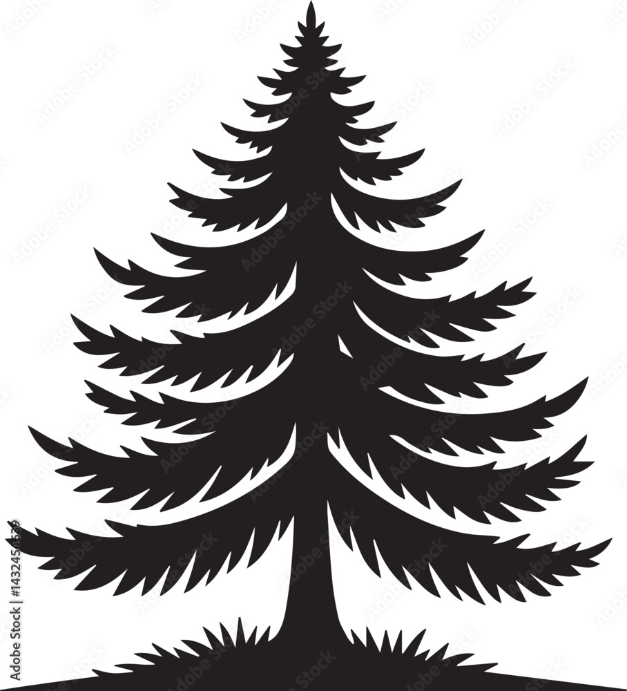 Obraz premium Christmas pine tree vector silhouette