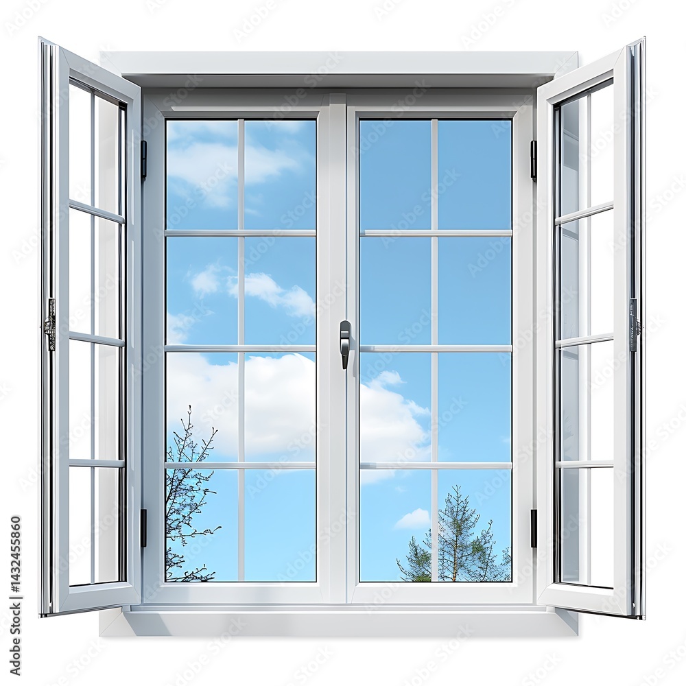 Open glass window with morning sky high resolution picture Open glass window with morning sky high resolution picture