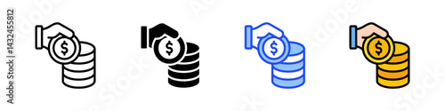 Coins Stack Icon Collection With Multiple Styles