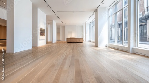 Light wood floor with white wall, open space