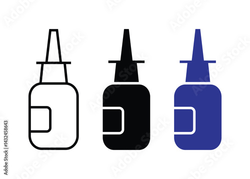 Nasal Spray Bottle Icon Set