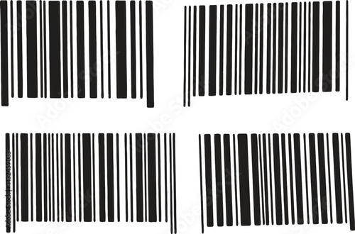 Abstract Barcode stock images on white background. Sample Bar codes texture close up macro shot. Automated data capture to identify products and track them throughout the supply chain. Editable vector