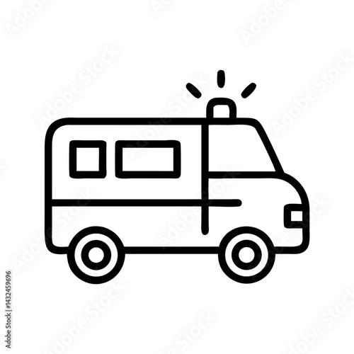 Ambulance Van with Emergency Light Icon Design