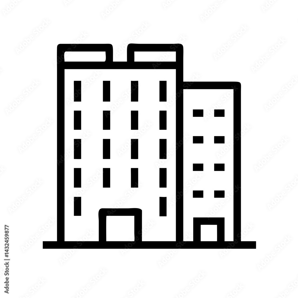 Apartment Highrise Complex Icon Design Apartment Highrise Complex Icon Design