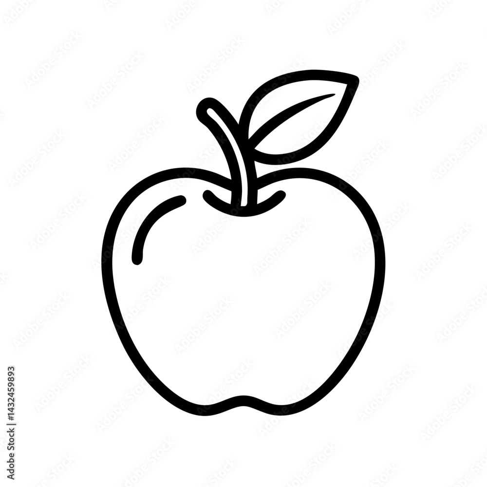 Apple Fruit with Leaf Icon Design Apple Fruit with Leaf Icon Design
