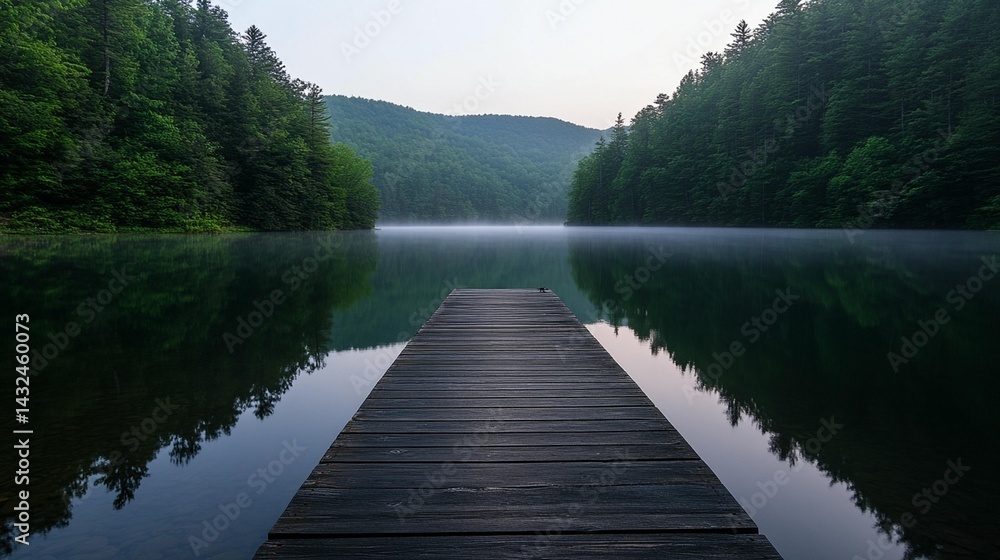 Tranquil lake dock nature landscape peaceful serenity water Tranquil lake dock nature landscape peaceful serenity water