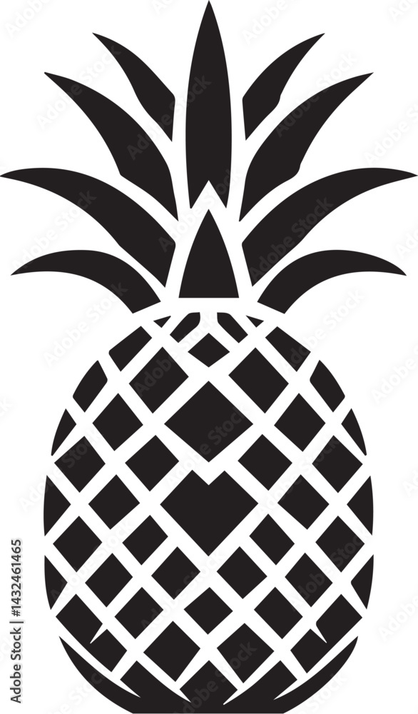 Obraz premium pineapple fruit. Vector black and white