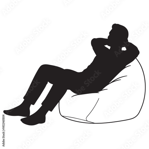 Person Sitting on Bean Bag Silhouette – Relaxed Casual Seating Vector Illustration