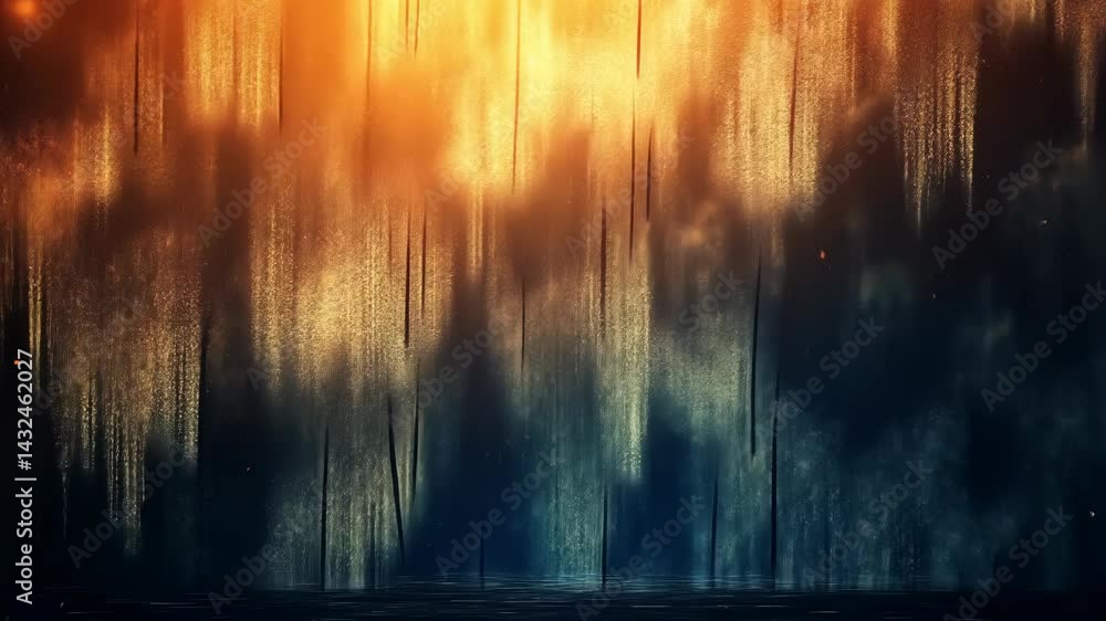 Abstract art depicting vertical streaks of light and dark, resembling a misty, fiery scene Abstract art depicting vertical streaks of light and dark, resembling a misty, fiery scene