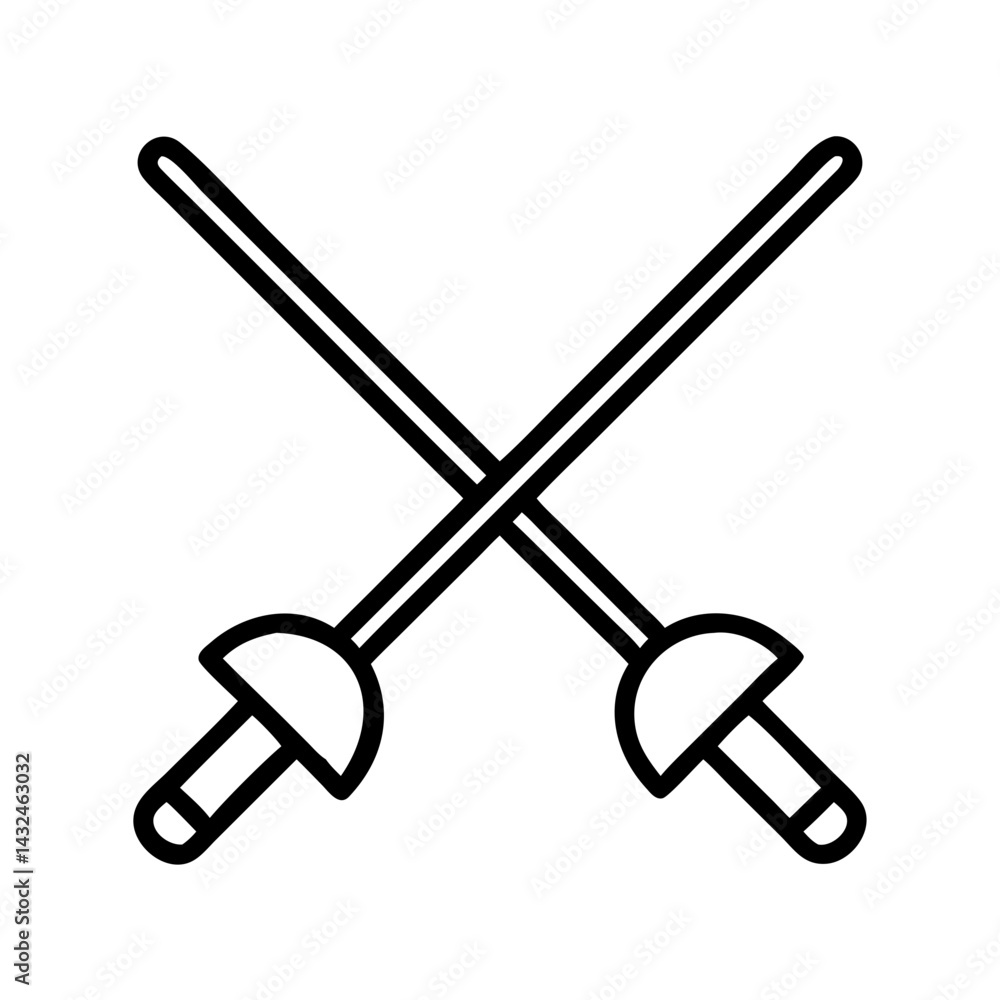 Crossed Fencing Swords Icon Design Crossed Fencing Swords Icon Design